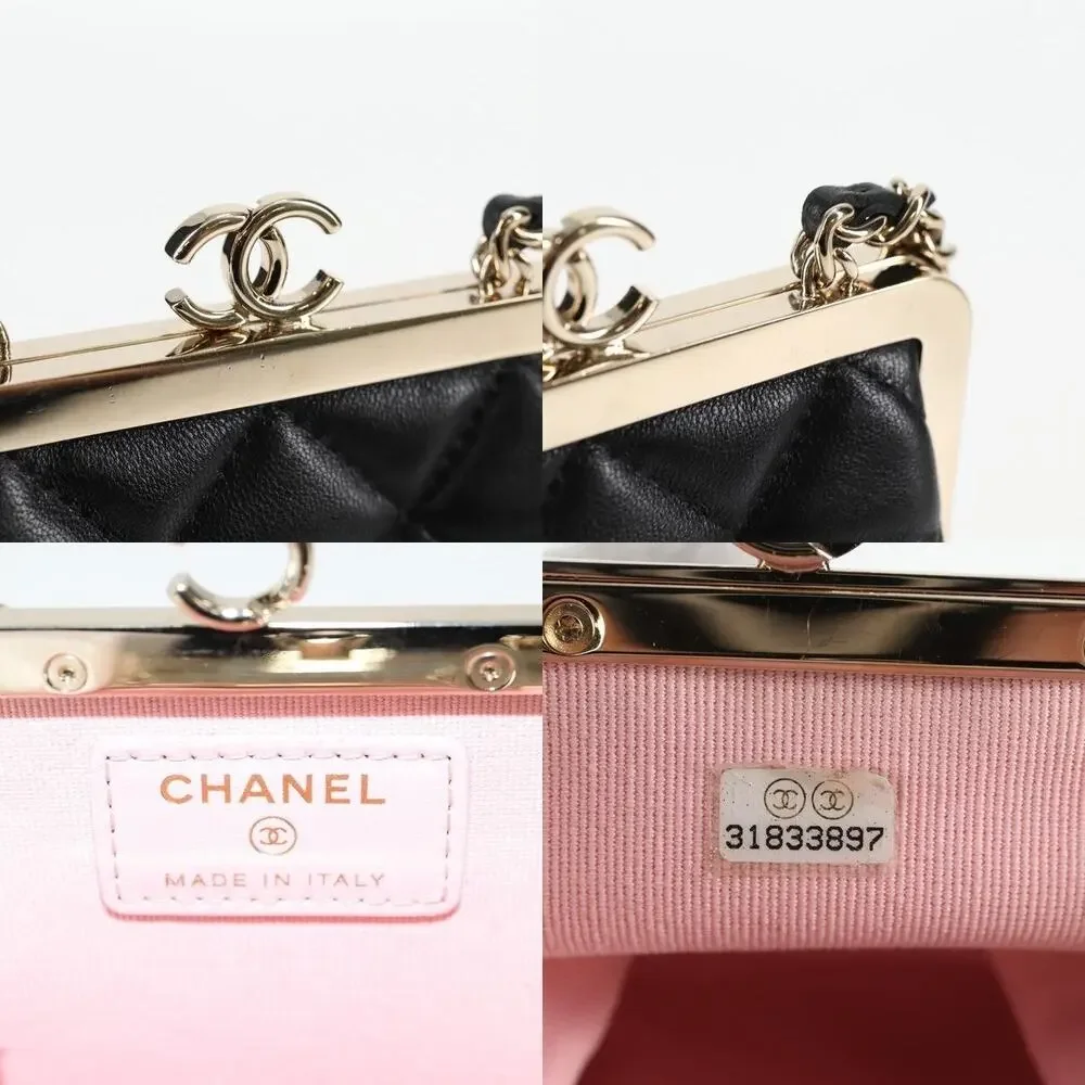 Chanel Matelasse Lambskin Chain Pouch Crossbody Bag Black